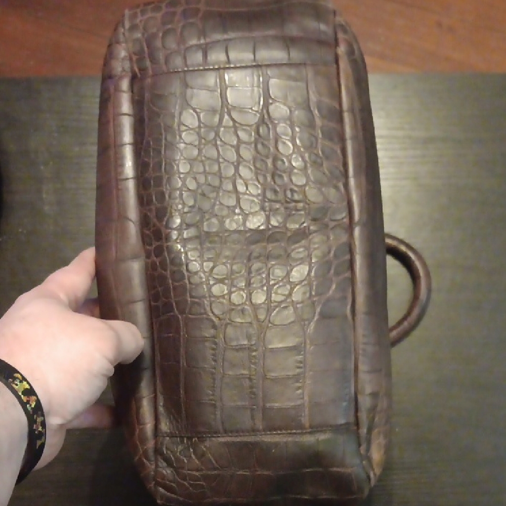 Furla Brown Crocodile-Embossed Women's Bag EUC - Picture 6 of 13